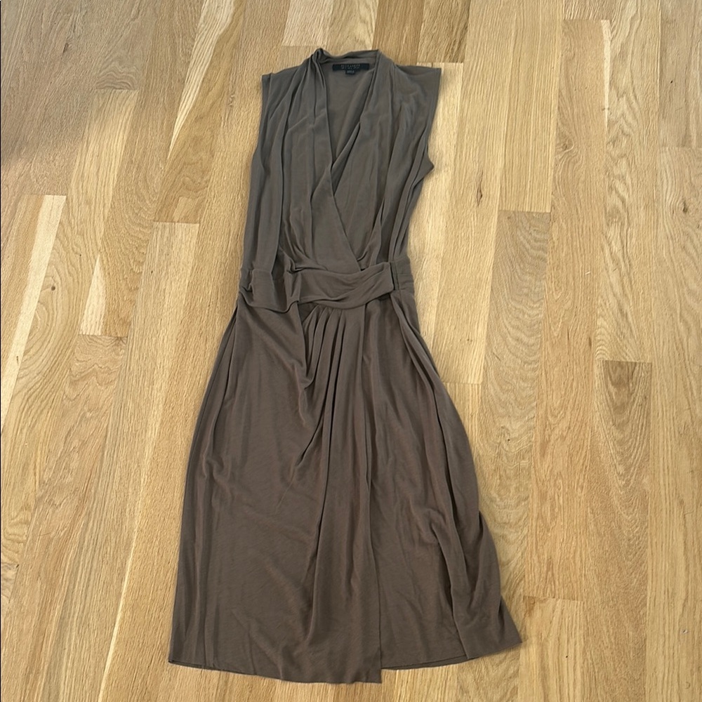 All Saints Sleeveless Taupe Midi Dress made in Portugal